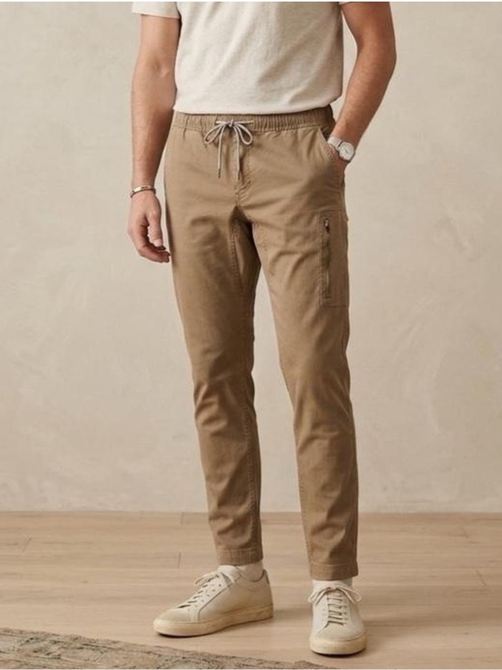 Men's Classic RipStop Climber Athletic Work Drawstring Pants Khaki Tan